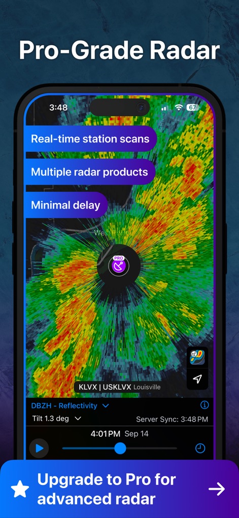 RainViewer: Live Weather Radar - This app provides real-time station scans with minimal delay and offers access to multiple radar products like reflectivity and velocity for in-depth analysis.