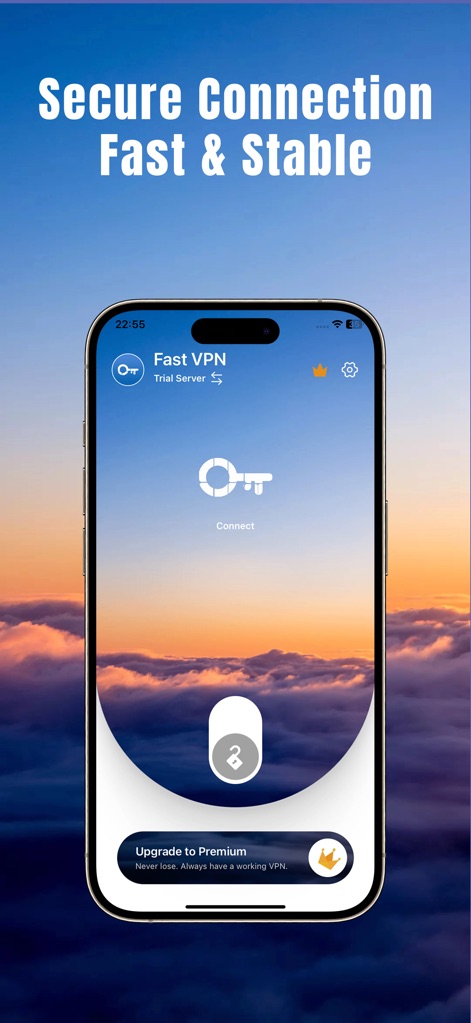 VPN-Fast VPN Proxy ВПН 1 - L'application assure une connexion rapide et stable, comme le montre son bouton "Connect" intuitif et l'accès clair aux options d'amélioration Premium.