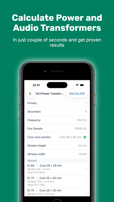 Screenshot #1 pour Audio Transformer Calculator