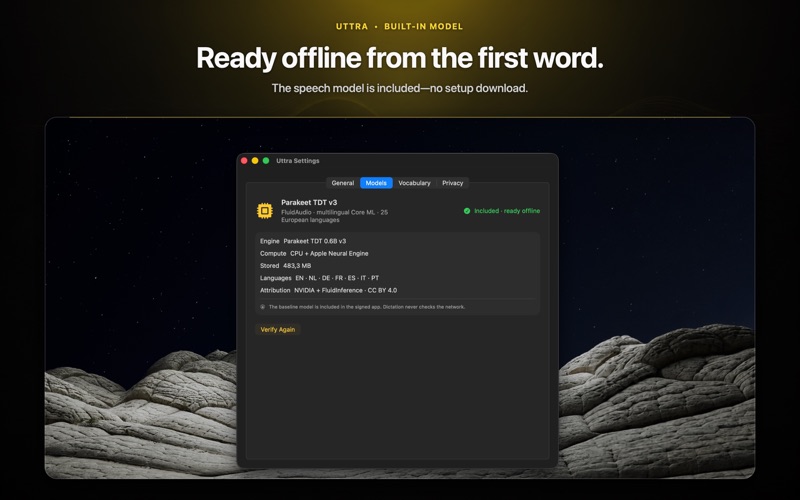 Uttra: Offline Dictation iPhone screenshot