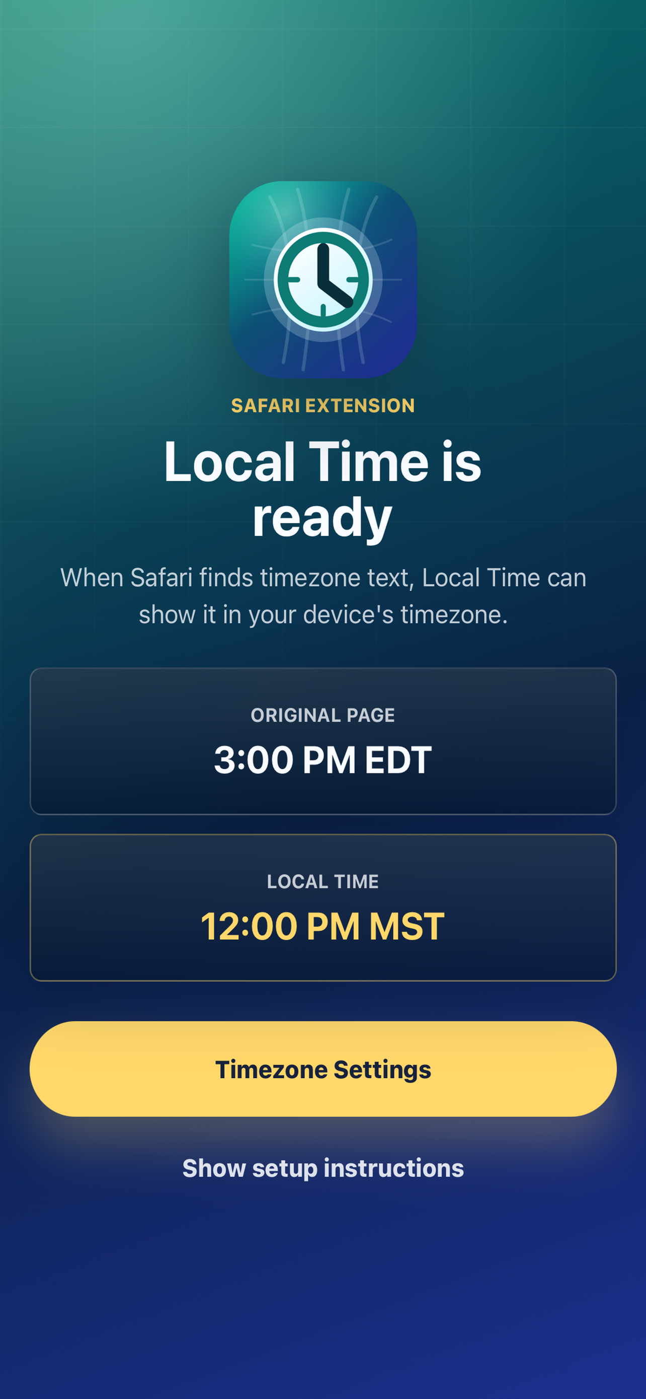 Local Time for Safari screenshot 2