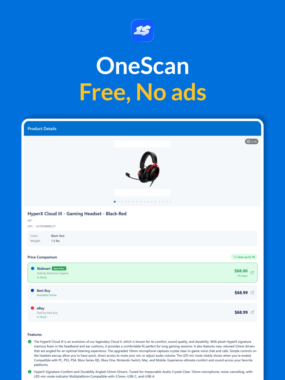 OneScan: Compare Prices Fast ipad screenshot 1