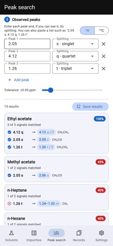 NMR Solvent Impurities screenshot 2