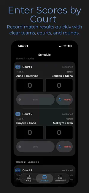 Padel tournament counter screenshot 2