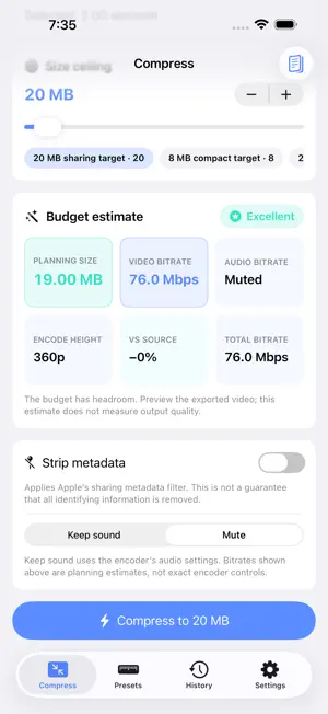 Clipquota: Exact Video Size screenshot 2