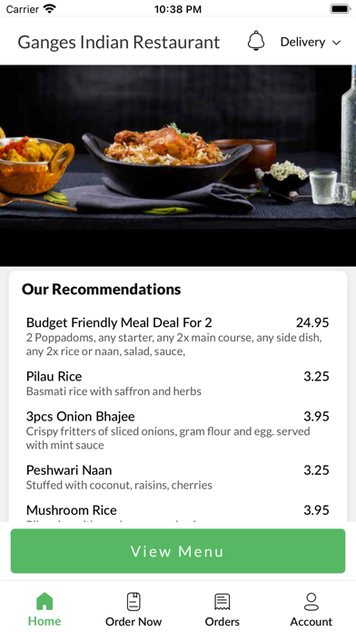 Ganges Indian Restaurant. Screenshot