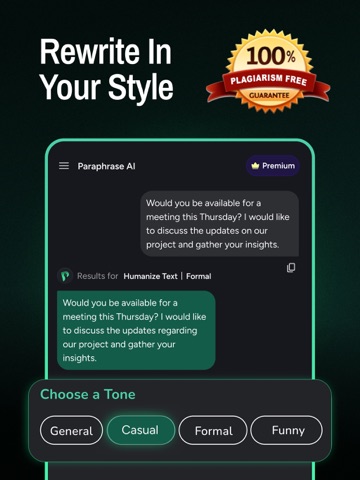 Paraphrase: AI Humanizer iPad screenshot