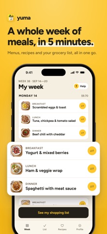 Yuma: Weekly Meal Planner Screenshot 1 of 5