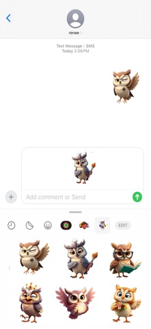 眨眼猫头鹰贴纸 screenshot