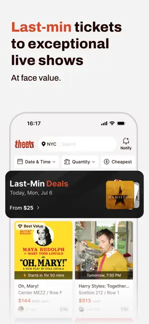 Theatr - Buy/Sell Last-Min Tix screenshot 1