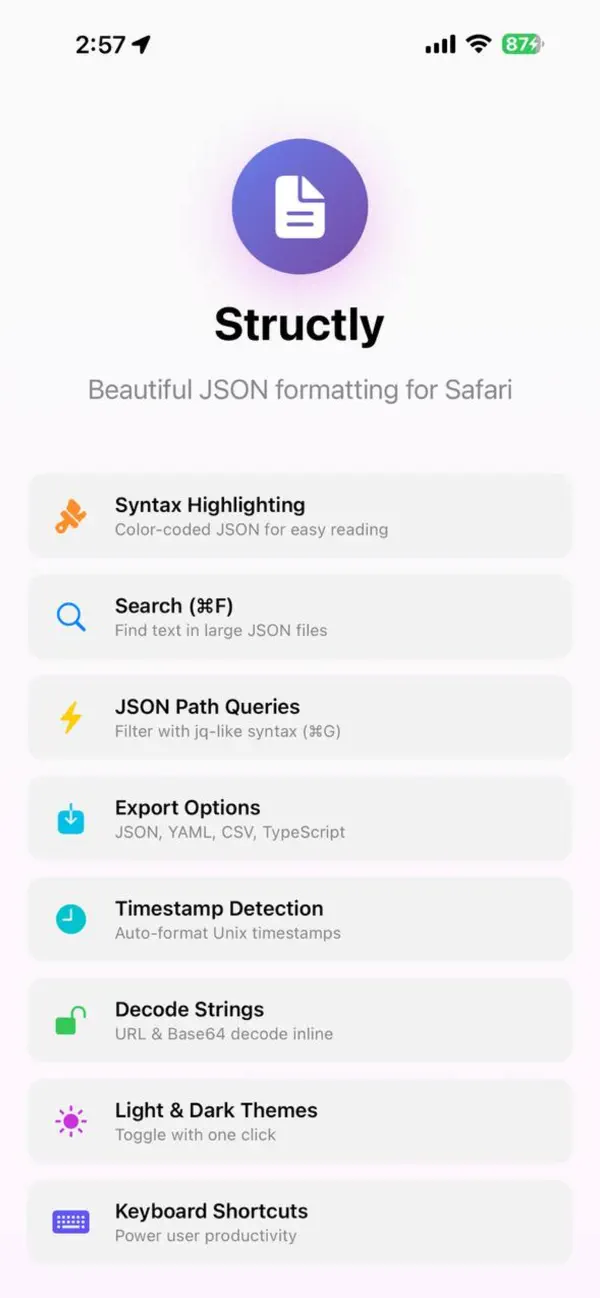 #1. Structly - JSON Formatter (iOS) Oleh: Chen He