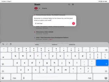 Stash AI Notes iPad screenshot