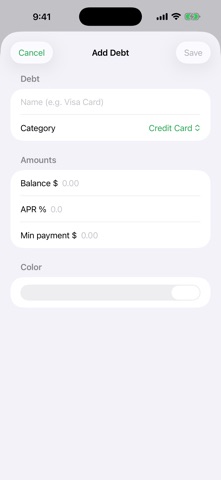 DebtSnow Payoff Planner screenshot
