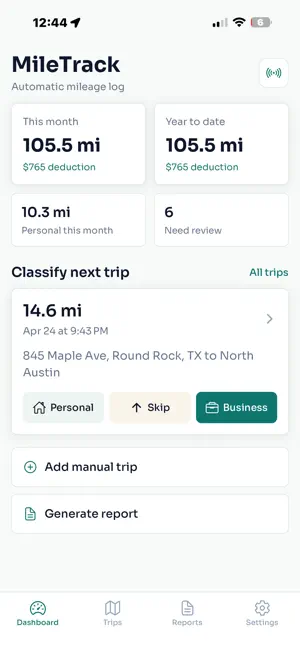 MileTrack: Mileage Log & Tax screenshot 1