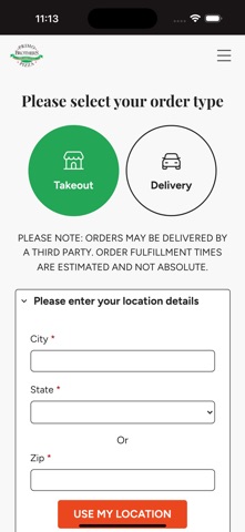 Primo Brothers Pizza app screenshot