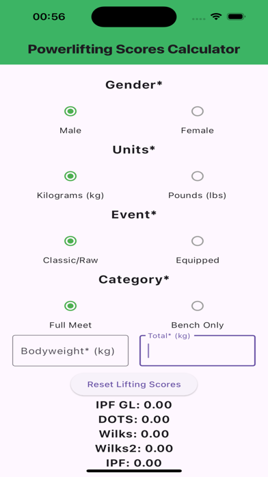 PowerLIFTING CALC Screenshot