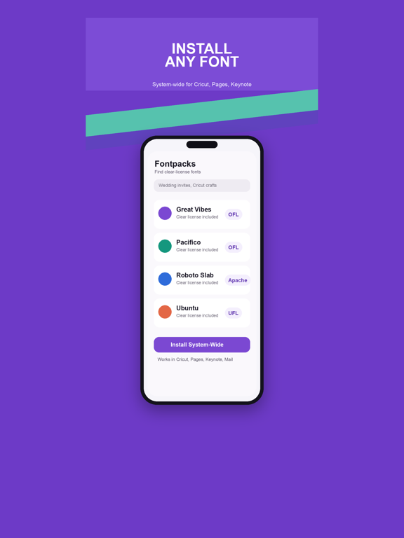 Fontpacks . Install Any Font iPad screenshot