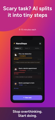 NanoSteps: ADHD & AI Planner iPhone screenshot