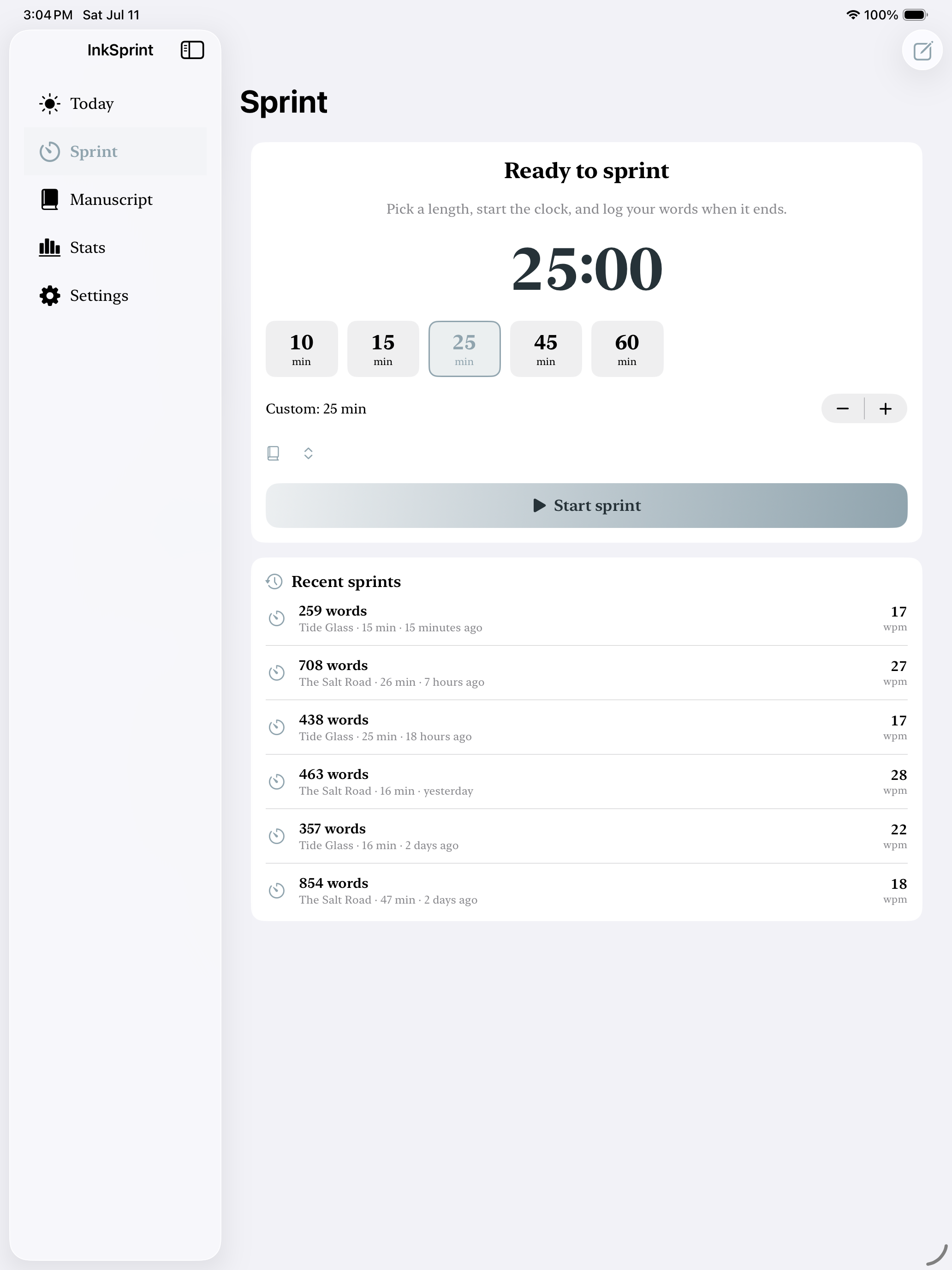 InkSprint: Writing Sprints screenshot 6