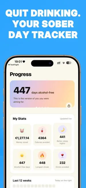 Quit Drinking Tracker: Bright screenshot 1