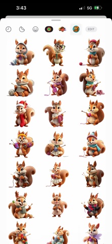 Knitting Squirrel Stickers screenshot