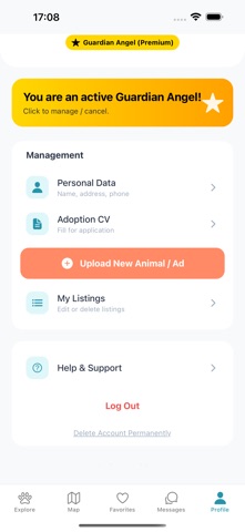 ResQ animal adoption iPhone screenshot