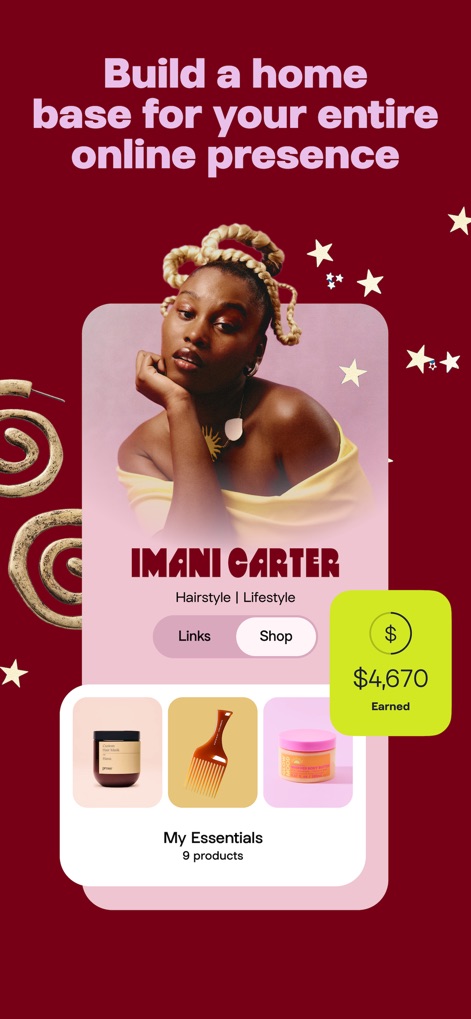 Linktree: Link in Bio Creator - See how Linktree allows users to present multiple product links and prominently displays earned revenue for creators.