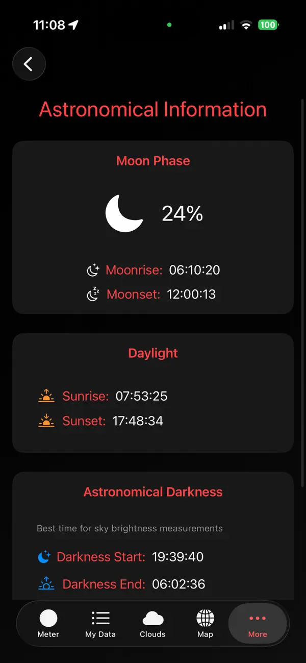 Screenshot #1 pour Dark Sky Meter Pro
