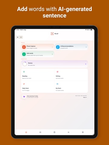 Recall: AI Language Flashcards iPad screenshot