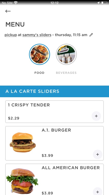 Sammy's Sliders Ordering