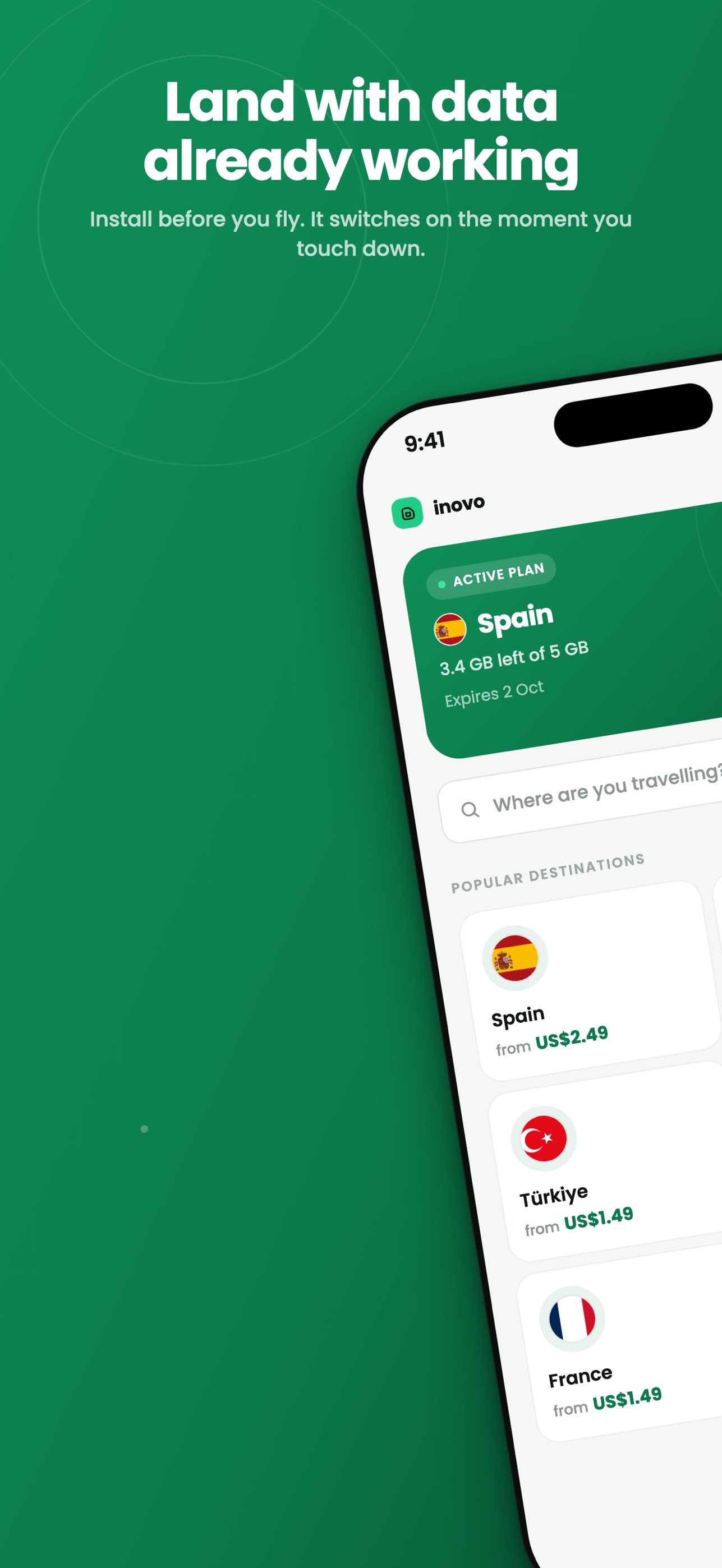 Screenshot 1 of Inovo eSIM: Travel Internet