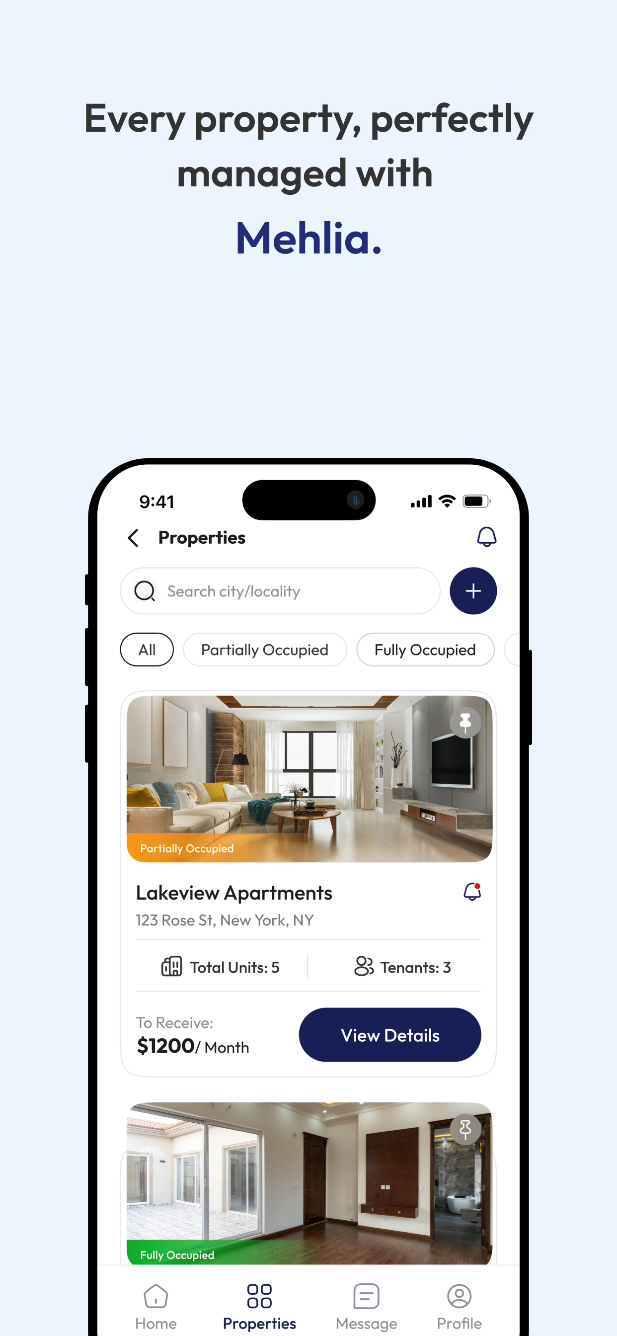Mehlia: Property Management