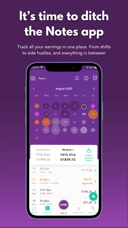 wac – shift & earnings tracker screenshot 3 of 10