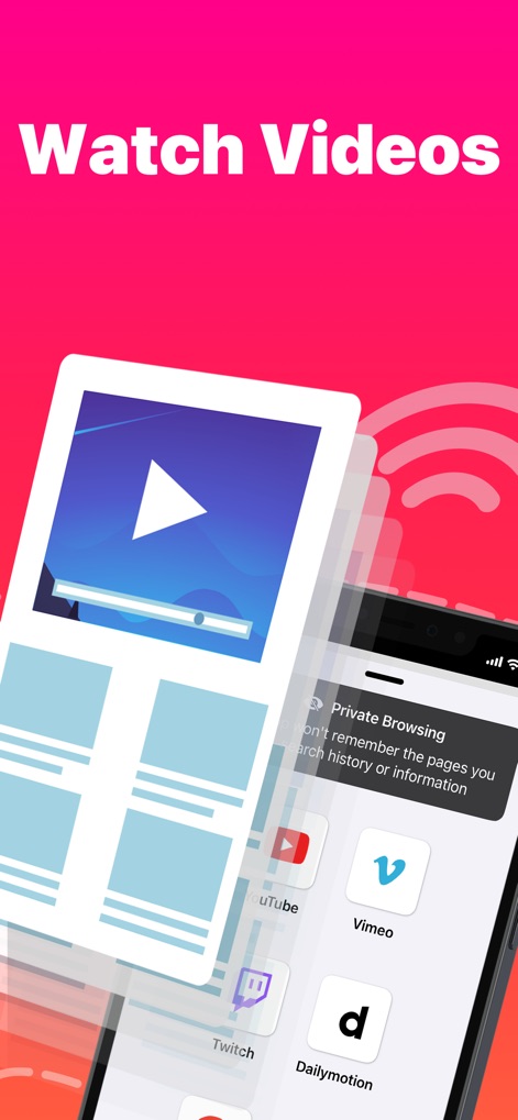 Replica・Screen Mirroring・Cast - Examine the app's capability to stream videos from various platforms like YouTube and Vimeo, along with the discreet 'Private Browsing' feature.