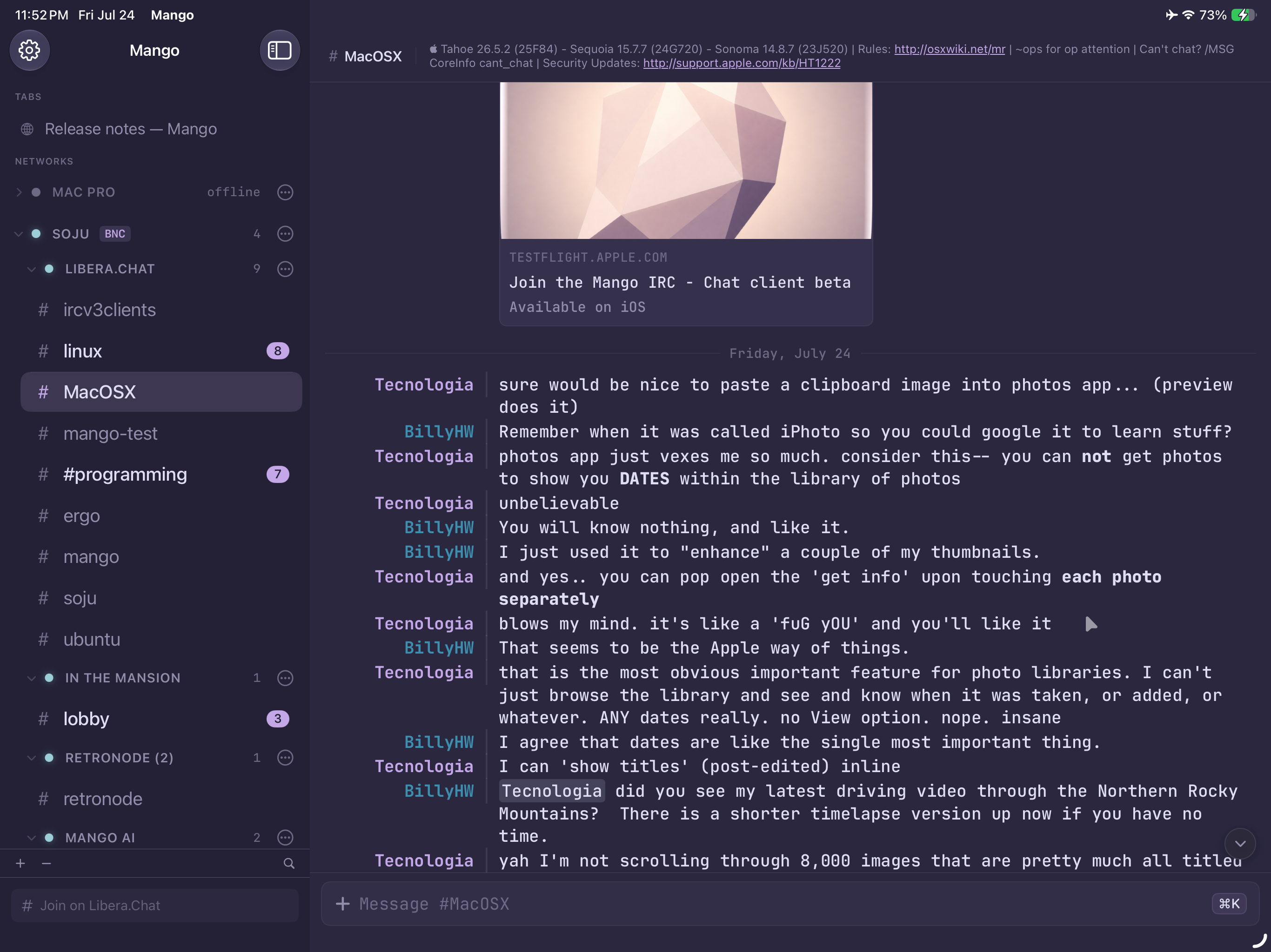 Mango IRC screenshot 10