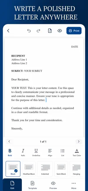 Letter Printer: PDF Writer screenshot 1