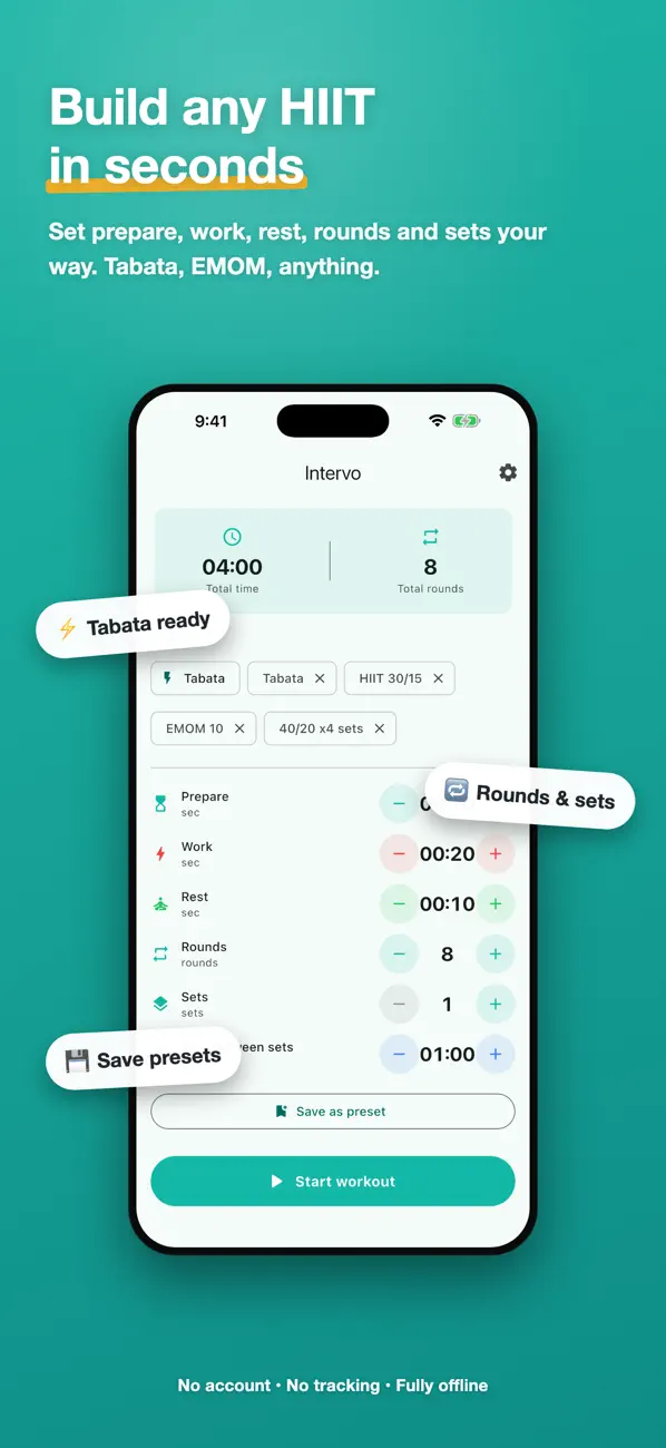 Screenshot #1 pour Intervo: HIIT Tabata Timer