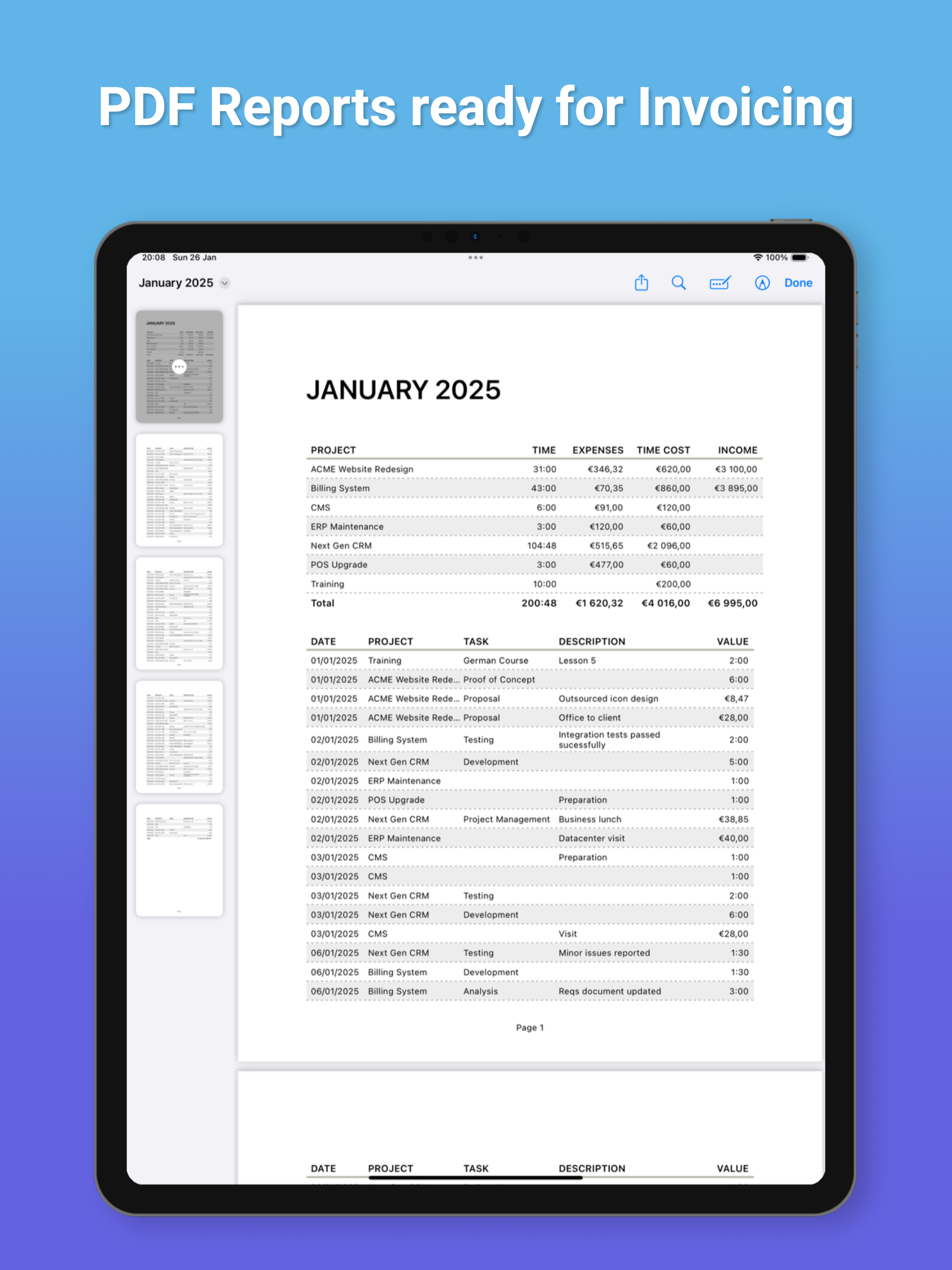 Cube Time & Expense Tracker