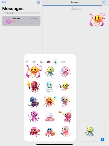 Floating Jellyfish Stickers iPad screenshot
