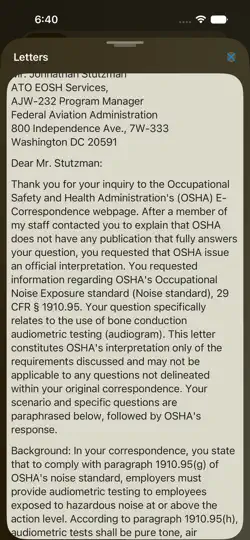 Captura de pantalla de IOSHA1960 Federal E-Ref en iPhone 2