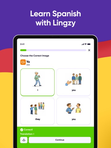 Lingzy: Learn Spanish AI A1-C2 iPad screenshot