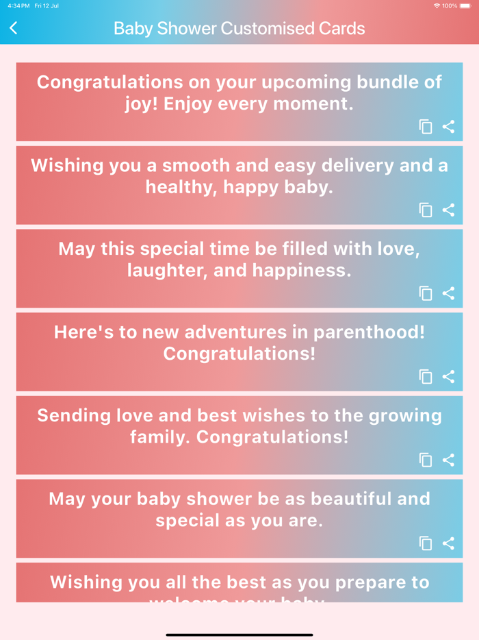 Baby Shower Customised Cards