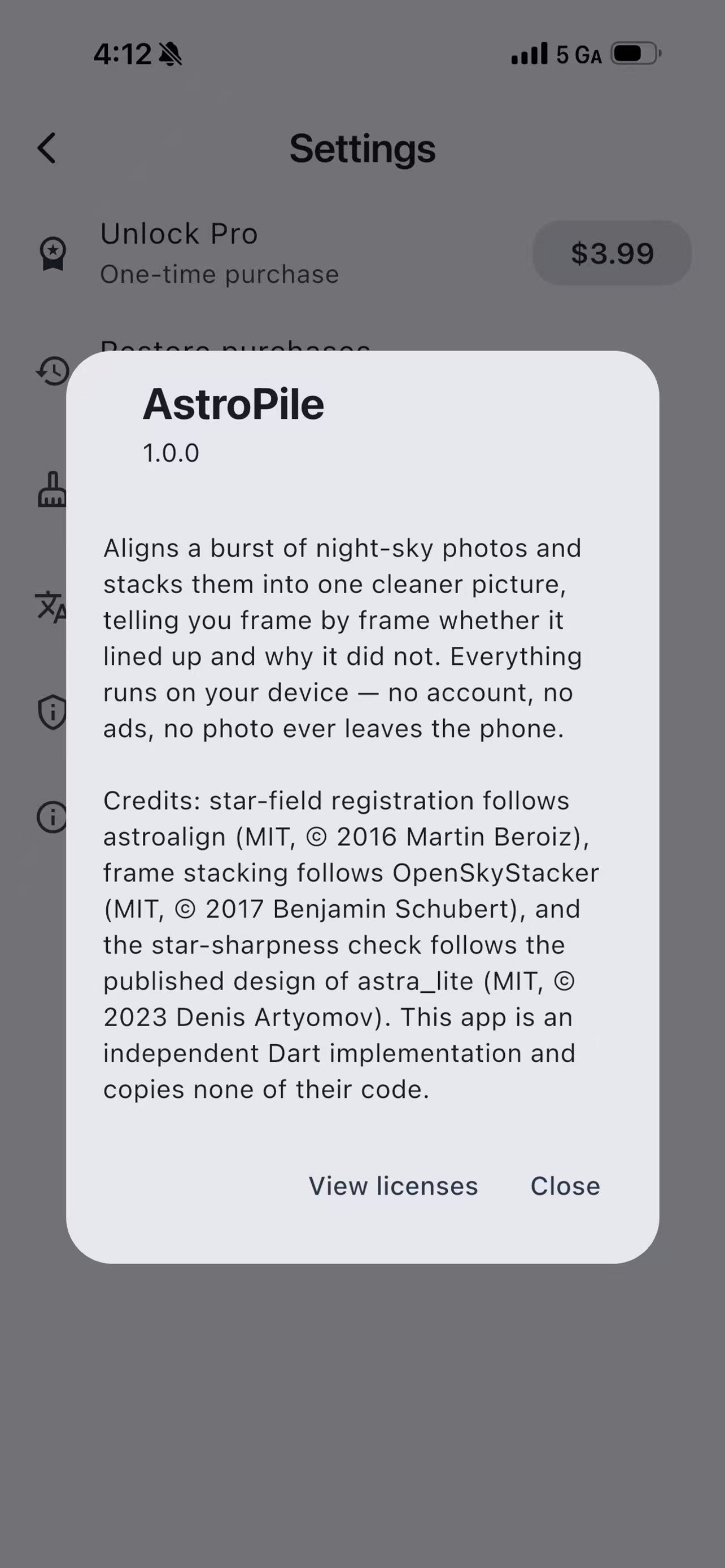 Screenshot 3 of AstroPile: Astro Image Stacker