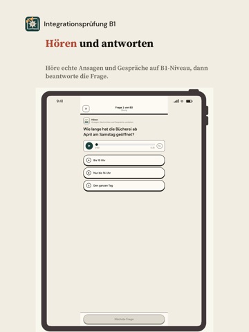 Integrationsprüfung B1 iPad screenshot