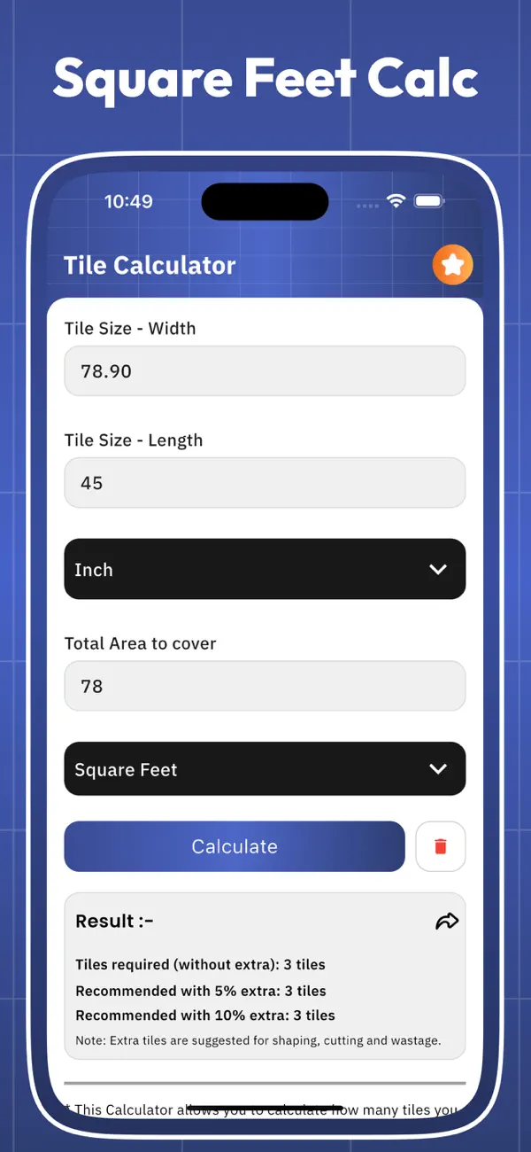 Screenshot #3 pour Tiles Calculator Floor & Wall