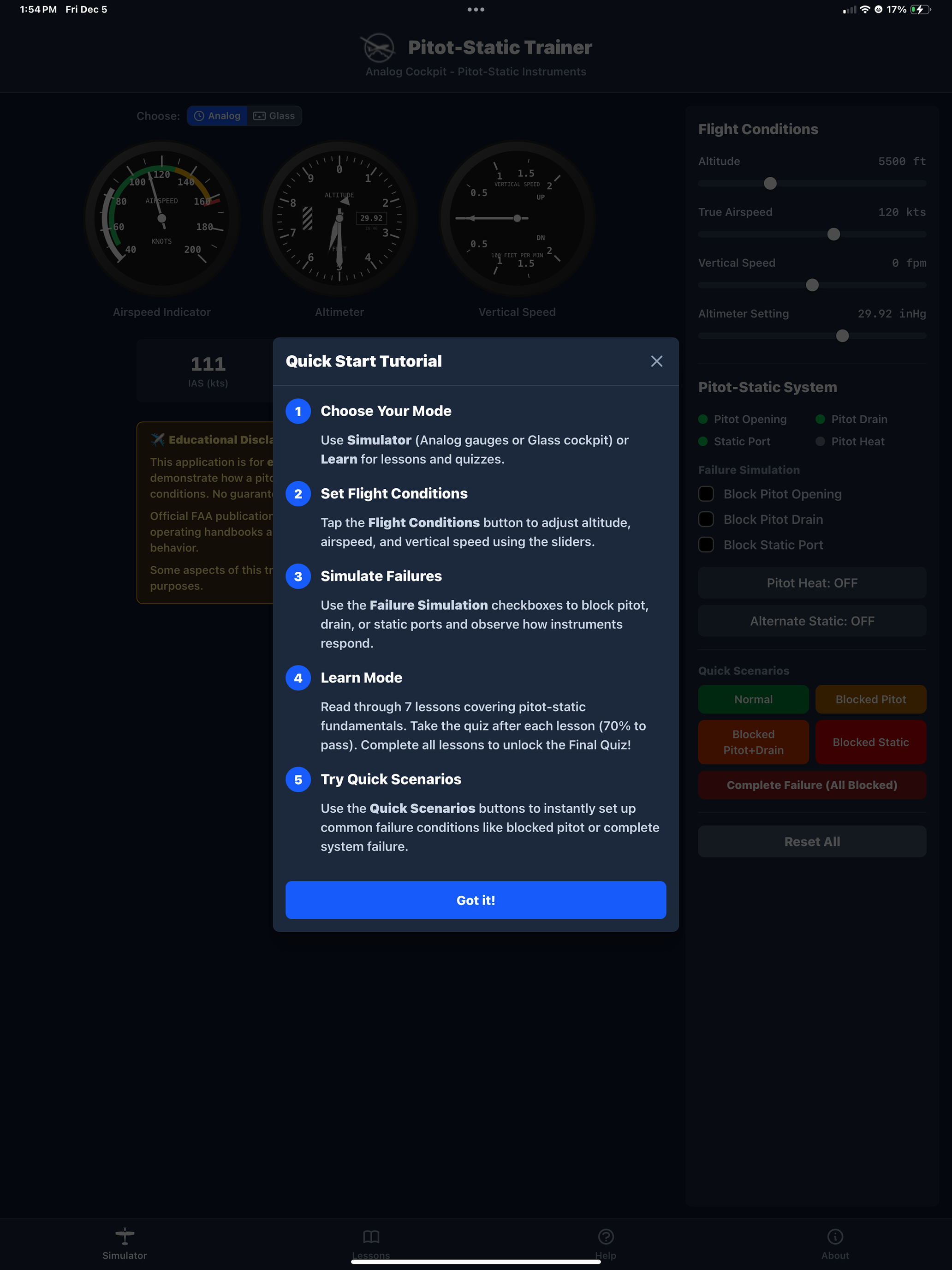 Pitot-Static Trainer screenshot 8