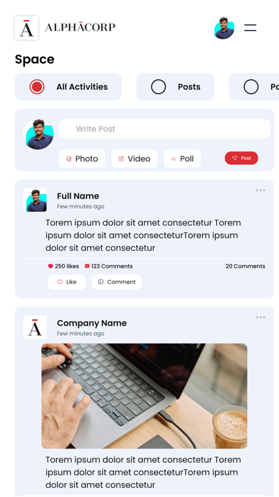 Alphacorp Intranet screenshot