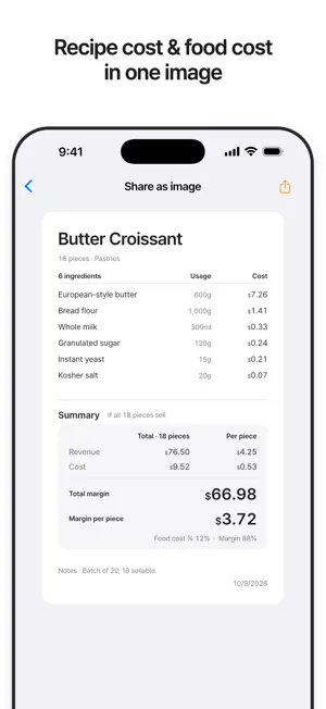 KitchenCost - Recipe Costing screenshot 1