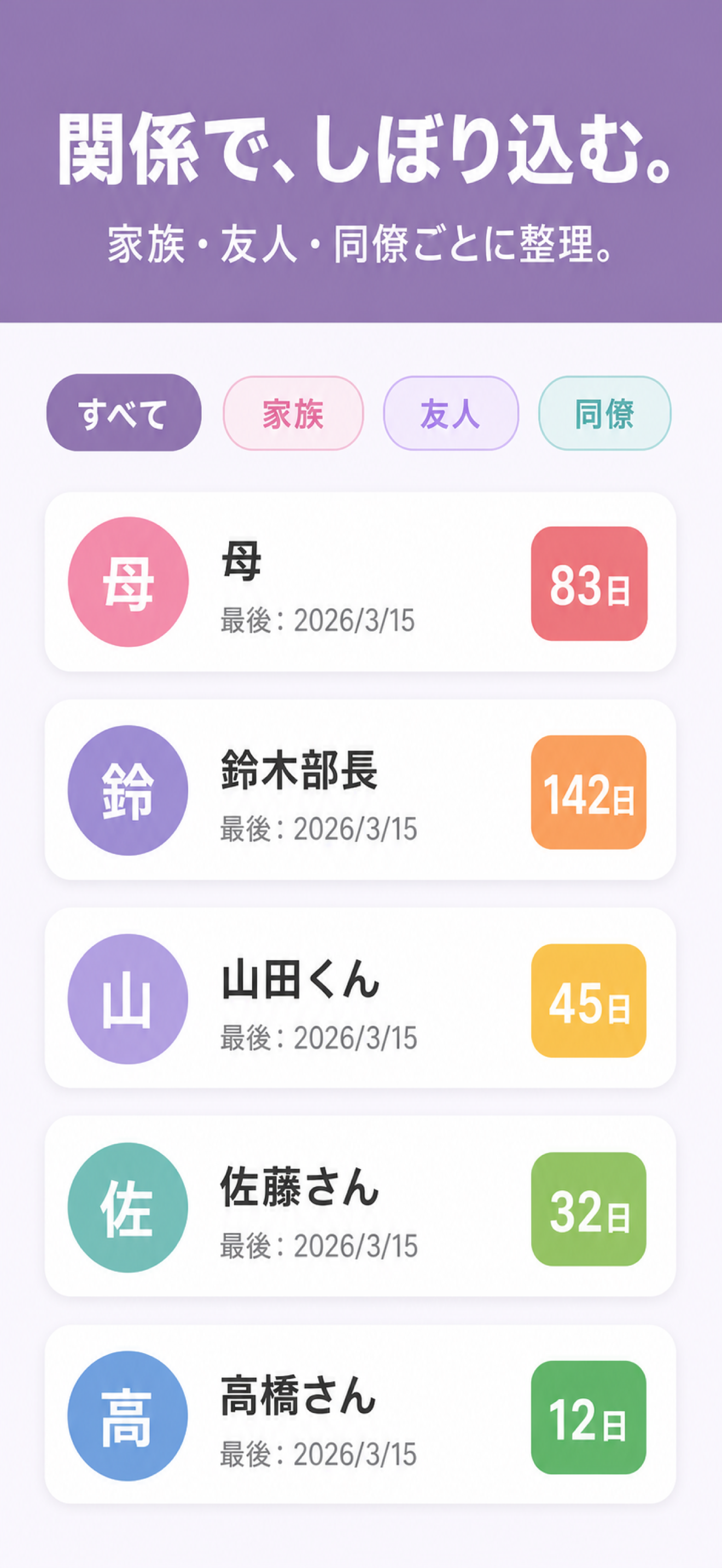 最後に会った日 - 大切な人との関係を記録