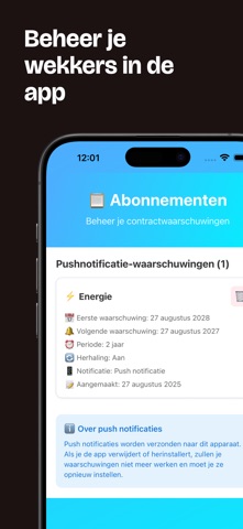 Contractwekker iPhone screenshot